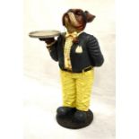 A Bull Dog butler dumb waiter statue with tray