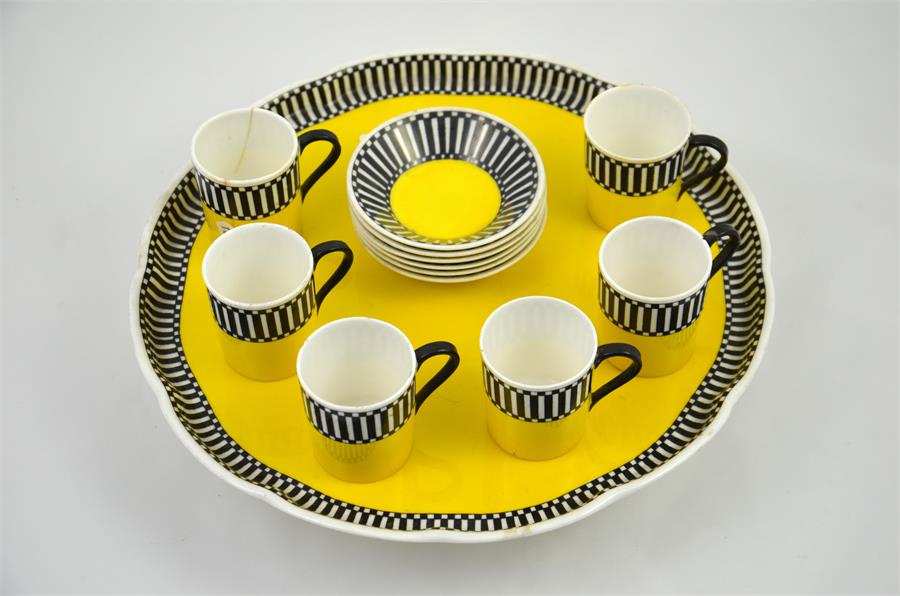 A Royal Worcester yellow and black coffee set - Image 2 of 3