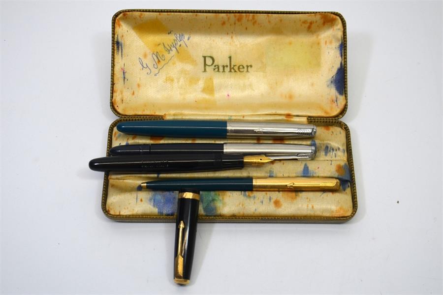 Parker 21 fountain pen, 51 and Duofold etc