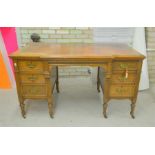 A Victorian oak pedestal desk, Hobbs and Co