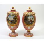 A pair of 19th century 'Sevres' style vases and covers