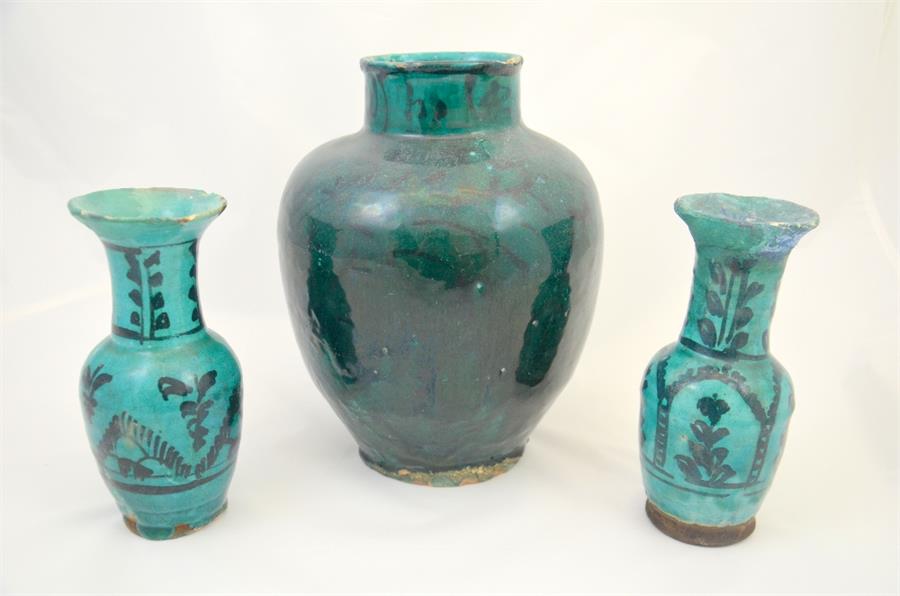 Three Persian ceramic vases