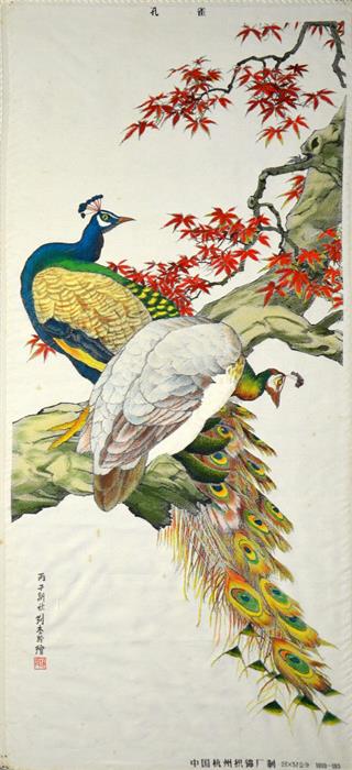 A pair of Oriental prints on fabric - Image 2 of 4