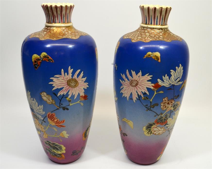 A large pair of Japanese Satsuma vases - Image 2 of 2