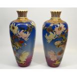 A large pair of Japanese Satsuma vases