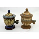 Two Doulton Lambeth stoneware Isobath ink wells