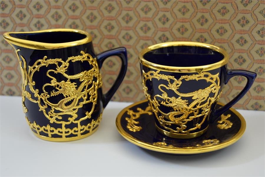 A Chinese Yantai gilt overlay tea set - Image 2 of 4