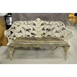 A cast iron fern leaf pattern garden bench