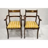 Six reproduction Regency style chairs, including two carvers