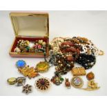 A collection of costume jewellery including silver