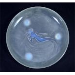 Rene Lalique, a Sirene blue opalescent glass coupe trepied