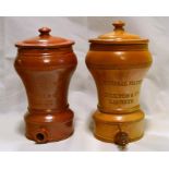 Two Doulton Lambeth salt-glazed stoneware universal filters