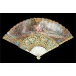 A mid 18th century painted ivory fan