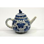A small Chinese blue and white teapot