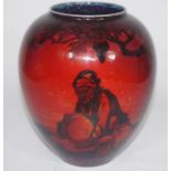 A Royal Doulton Sung vase decorated with a seated potter.