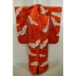 A vintage Japanese large heavy duty silk Uchikake bridal kimono robe