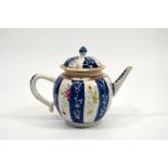 A Chinese export blue and white famille rose teapot