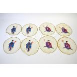 A set of Japanese painted silk mesh roundels or table mats