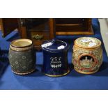 Three ceramic pots including Doulton and Carltonware