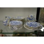 A Royal Worcester blue and white Chinese dragon part tea set