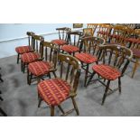 Ten chairs with diamond pattern upholstery