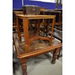 Four occasional tables, a dining table and a small wooden box