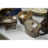 Georege III Old Sheffield Plate tea caddies and teapot