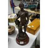 A bronzed spelter figure fo Wellington, 47cm high