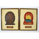 Two tin fire insurance company plaques