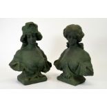 A pair of Art Nouveau plaster busts, modelled as maidens