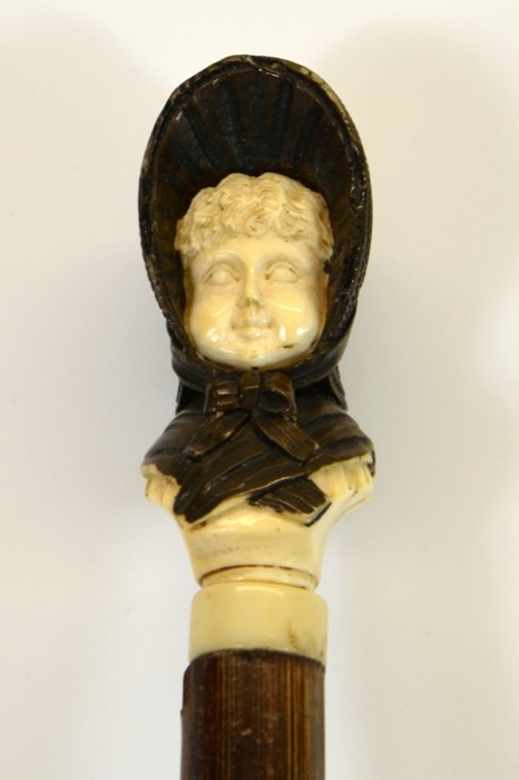 λ A Dieppe carved ivory handled cane, circa 1880 - Image 2 of 4