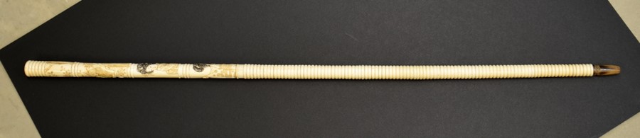 A 19th century Japanese carved bone walking cane