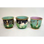 George Jones, three majolica jardinieres