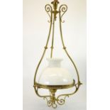 A large Arts and Crafts brass pendant light fitting, circa 1896