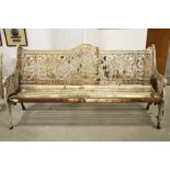 A Victorian cast iron three seat garden bench, attributed to Coalbrookdale