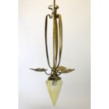 An Arts and Crafts brass pendant light fitting