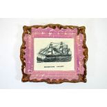 A Sunderland lustre wall plaque, transfer printed with a ship, Retribution Steamer