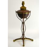 W A S Benson, an Arts and Crafts copper and brass table lamp, model 79