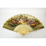 A 19th century bone and printed fan