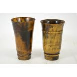 Two 19th century horn beakers