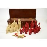 λ A 19th century Chinese carved ivory chess set
