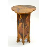 Emile Galle, an Art Nouveau marquetry pedestal occasional table, circa 1900