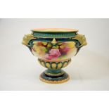 A Royal Worcester Hadleys rose painted pedestal bowl