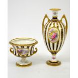 Two Royal Crown Derby Regency stripe vases