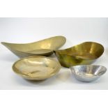 John Douglas Greenwell, four Arts and Crafts metal dishes