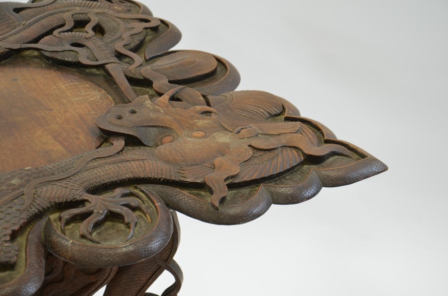 A 19th century Oriental carved hardwood occasional table - Image 3 of 5
