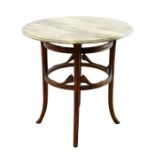 An Art Nouveau mahogany and marble topped centre table, circa 1900
