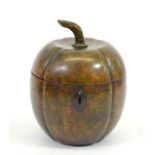 A George III fruitwood melon form tea caddy