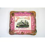 A Sunderland lustre wall plaque, transfer printed with a ship, Retribution Steamer