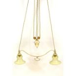 F and C Osler, an Arts and Crafts twin pendant adjustable light fitting